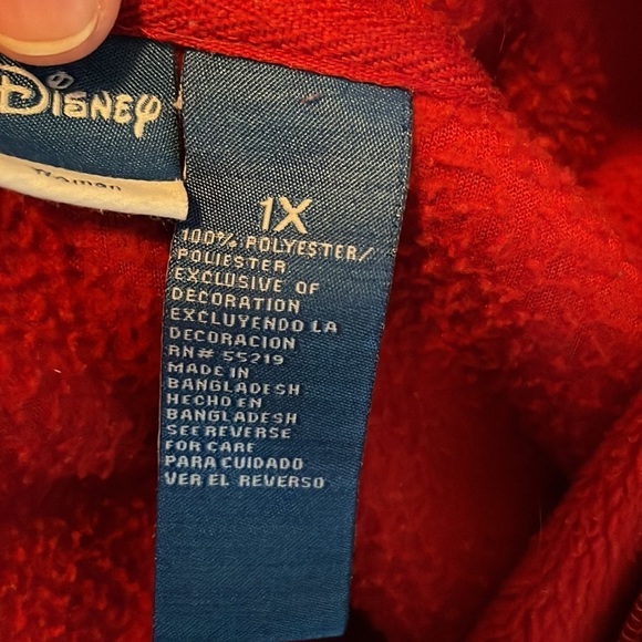 Disney Mickey Mouse Full Zip Hooded Jacket Women’s Plus Size 1X Red pockets - Picture 3 of 5